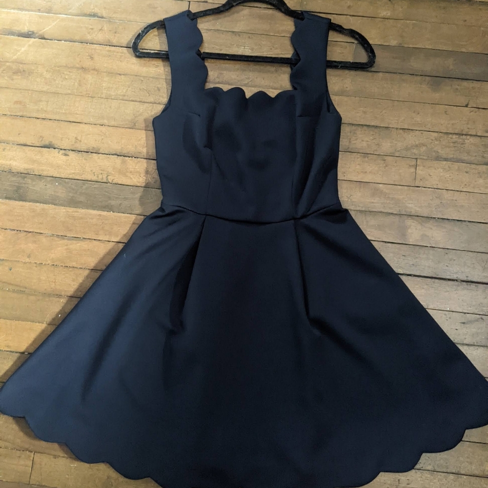 L'ATISTE Black Pleated Fit and Flare Mini Dress